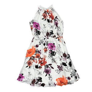 Ann Taylor LOFT White Floral Halter Dress XS